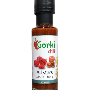 Botella de 100 ml. de la salsa picante Gorki Chili All Stars en la tienda Sally Pepper Spices