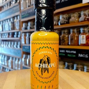 Botella de Achilipú Salsa Picantes Jamaicana 125 ml. en la tienda de especias Sally Pepper en Madrid