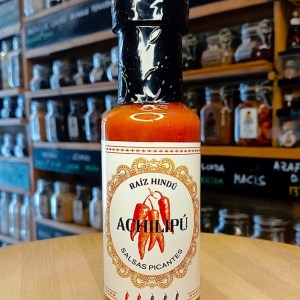 Botella de Achilipú Salsa Picantes Raíz Hindú 125 ml. en la tienda de especias Sally Pepper en Madrid